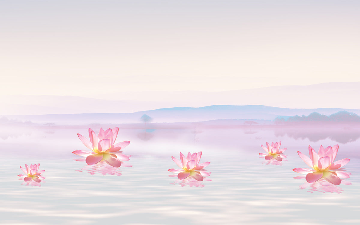 Serene Lotus Watercolor Bedroom Mural Wallpaper