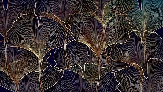 Dark Ginkgo Leaf Mural Home Decor