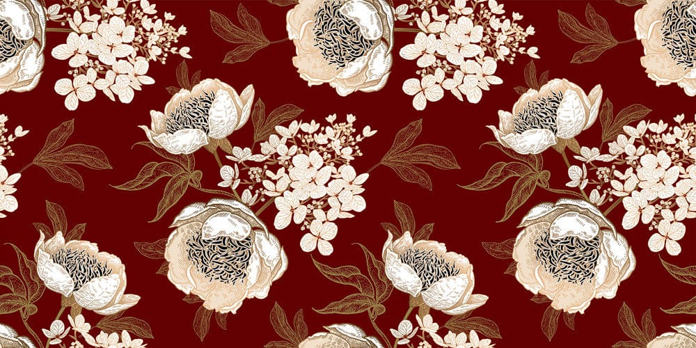 Vintage Floral Elegance Wallpaper Red