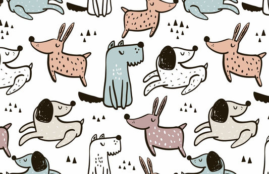 Dog-Pattern Wallpaper Mural Intended for Use in Home Decoration