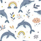 Wall painting for children's rooms with a cheerful, vibrant dolphin mural