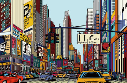 Vibrant New York City Scene Artistic Wall Mural