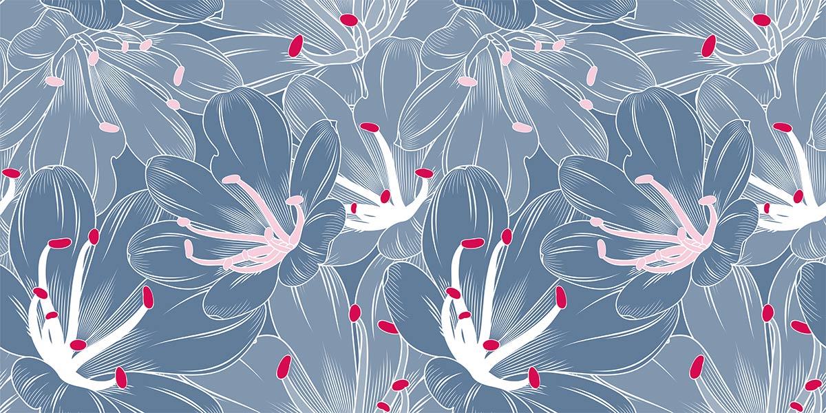 Large Blue Flowers Wallpaper Home Decor