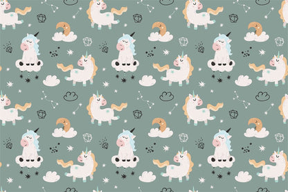 amusing wall mural design with a dimond and unicorn motif