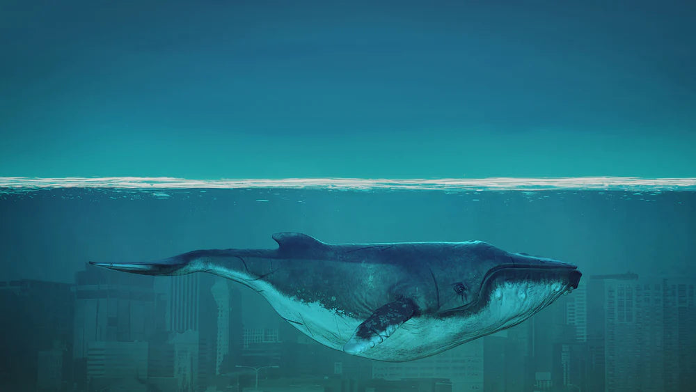 Underwater Cityscape Whale Mural Wallpaper