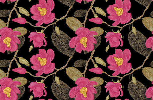 mural artwork on the wall that has a lovely and magnificent floral design and leaves