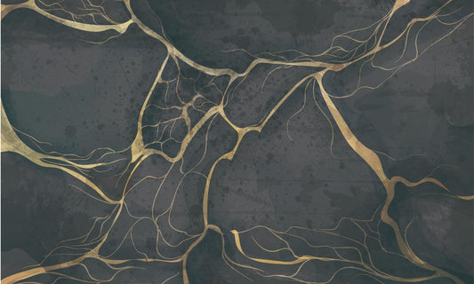 Room with a Mural of Dark Marble Wallpaper