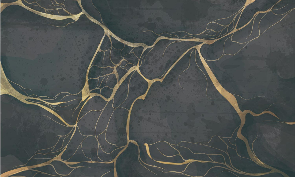 Abstract Gold Vein Marble Mural Wallpaper