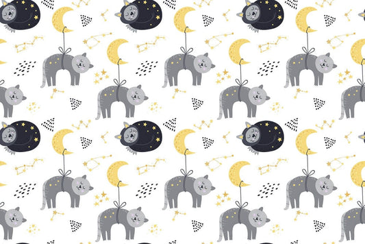 animal wallpaper murals for children's rooms with a variety of shaped cats