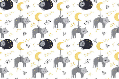 animal wallpaper murals for children's rooms with a variety of shaped cats