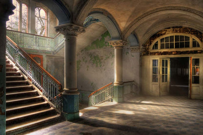 Vintage Elegance Architectural Mural Wallpaper in hallway