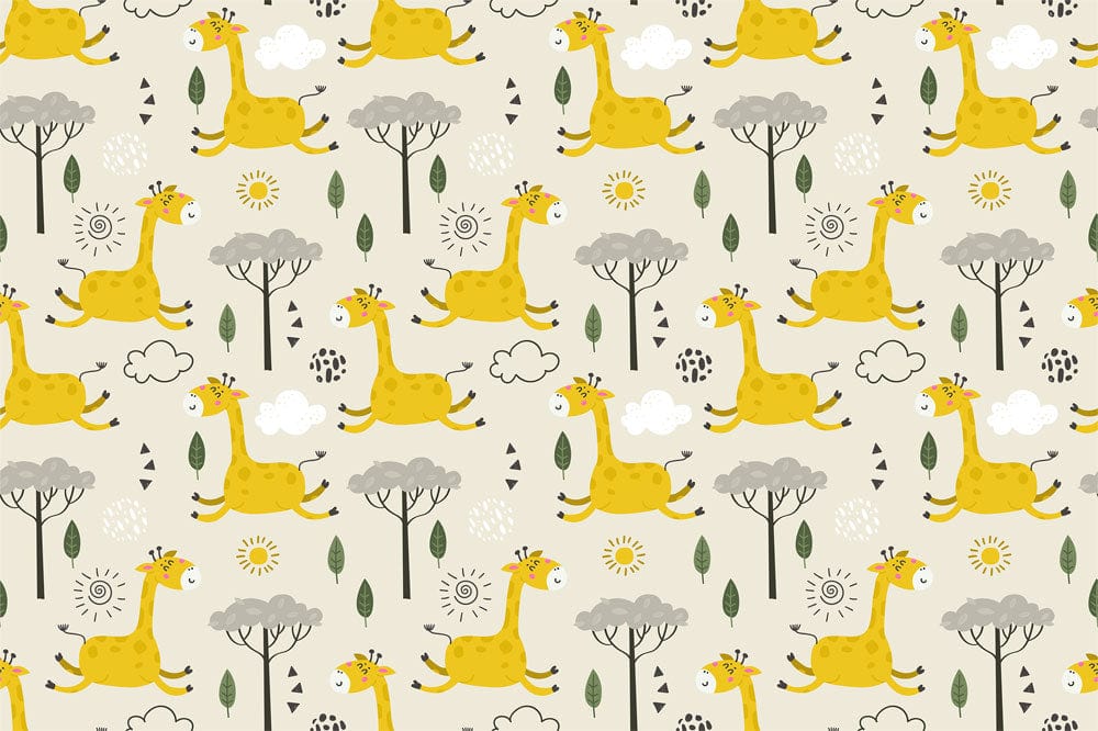 animal wallpaper mural design with giraffes and other animals
