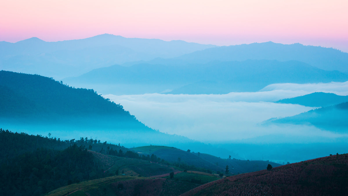 Misty Mountain Sunrise Landscape Wall Mural