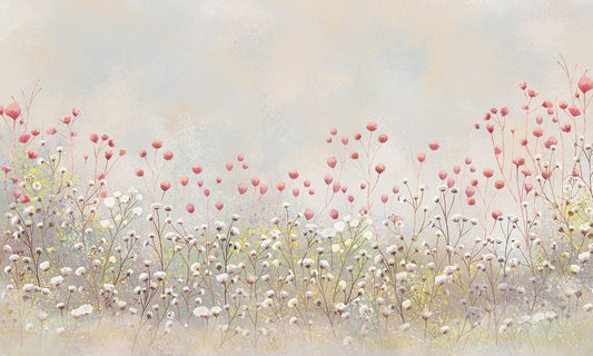 Neutral Floral Fields Mural Wallpaper