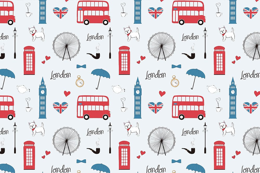 Charming London Icons Kid's Mural Wallpaper