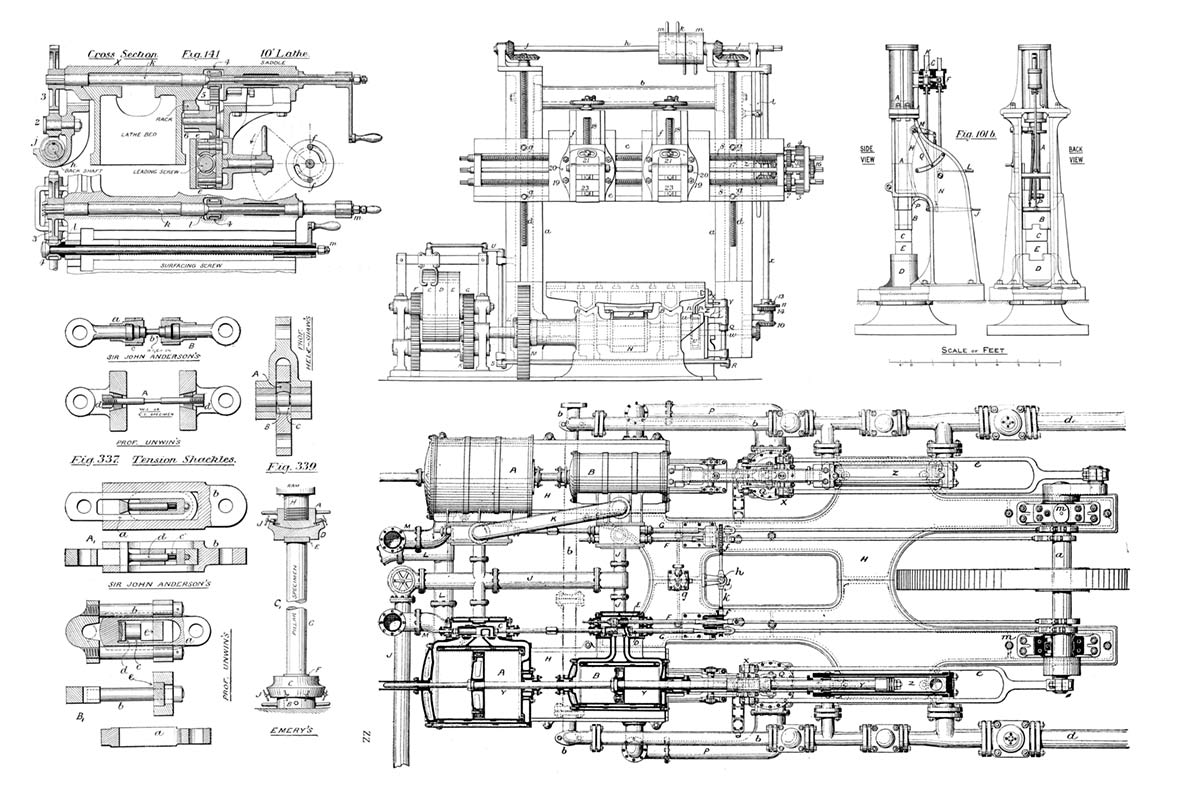 Industrial Blueprint Technical Wall Mural
