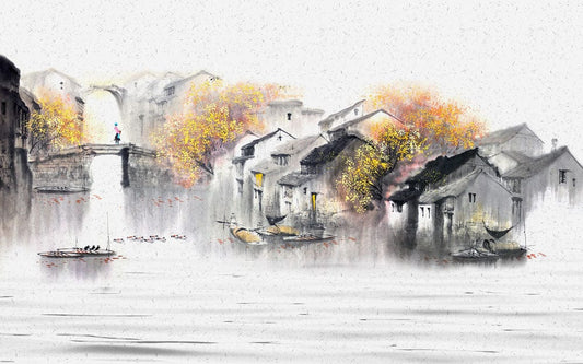 water village wall mural home interior decoration