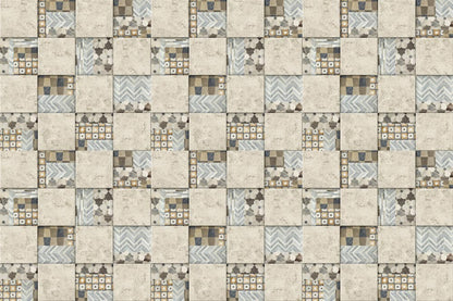 mixed pattern with flower and squre wall mural