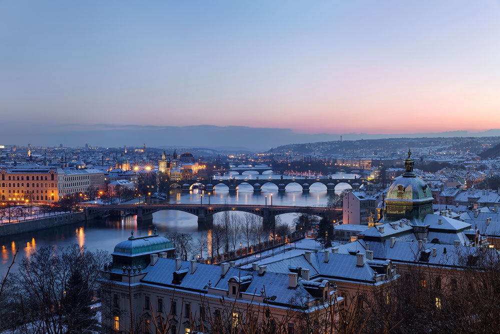 prague with snow covered customized wallpaper