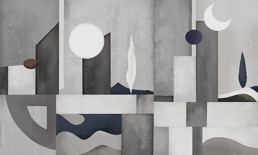 Decorate Your Home with a Gray Geometric Wallpaper Mural