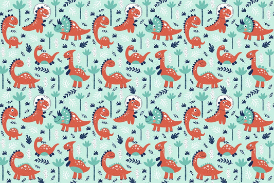 a variety of dinosaur-themed animal wall murals