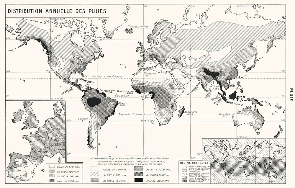 Vintage World Map Monochrome Mural Wallpaper