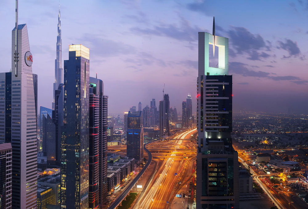 overlooking Dubai transportation road customized wallpaper