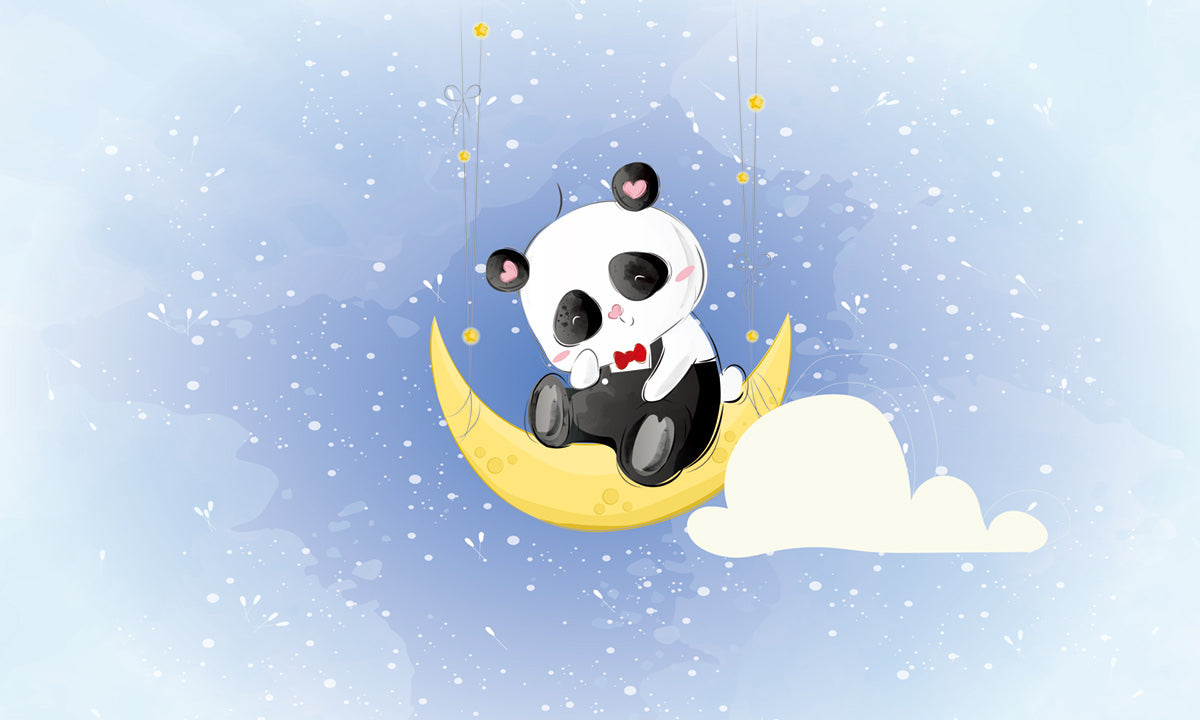 Panda On Moon Custom Wallpaper Design