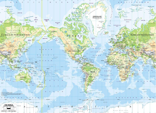 Designer World Map Mural Wallpaper