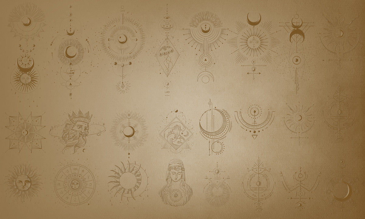 Celestial Boho-Chic Gold Mural Wallpaper