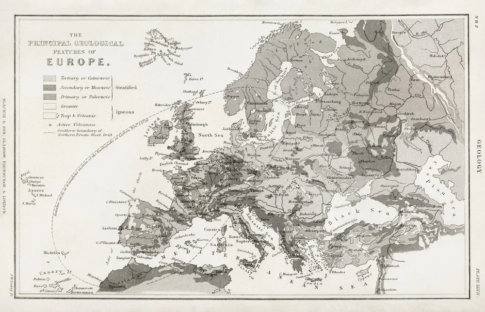Vintage Europäische Karte Monochrome Wandtapete