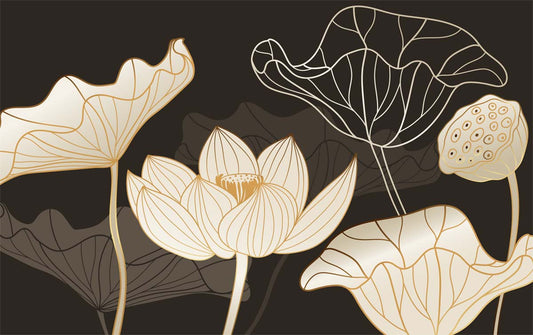 Off-white Lotus Flower Wallpaper Home Decor