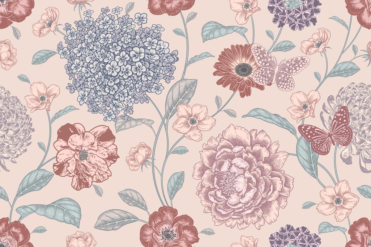 Hydrangea Pattern Flower Wallpaper Home Decor