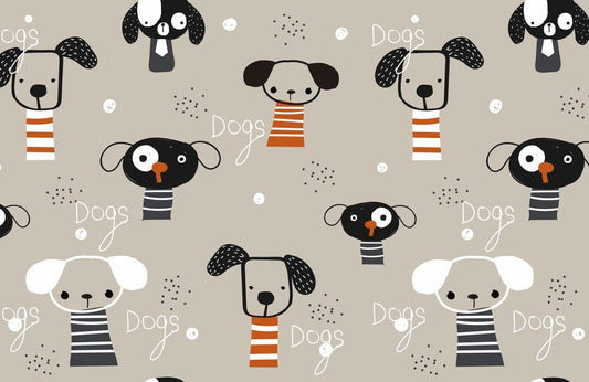 Wallpaper mural with an adorable dog pattern, perfect for decorating your home.