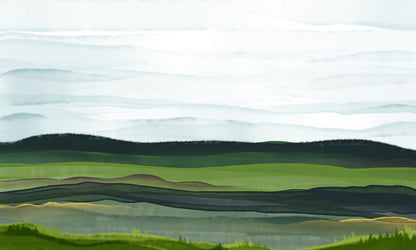 Serene Landscape Watercolor Wall Mural