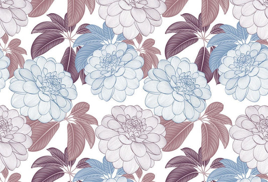 wall murals with a retro floral pattern