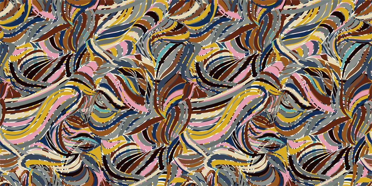 Abstract Whimsical Wave Mural Wallpaper