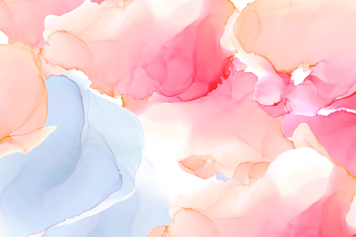 Abstract Watercolor Pink Blue Mural Wallpaper