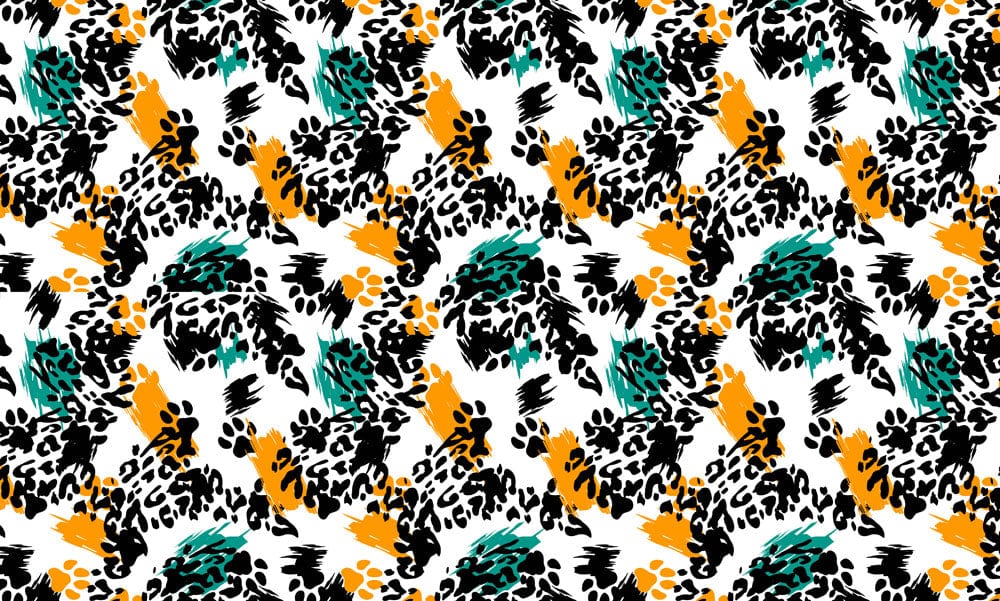 a mural wallpaper with a vibrant leopard print design that may be used for decorating the home.
