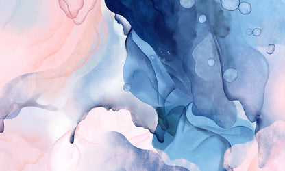 Ethereal Blue Pink Watercolor Mural Wallpaper