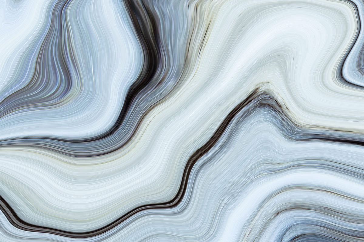 Wallpaper Mural in a Flowing Blue Marble Pattern Plain
