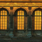 yellow light through arch window wall murals idea