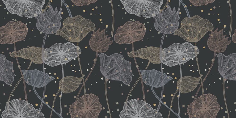 Transparent Lotus floral wall mural art design