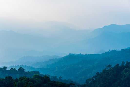 Blue Hazy Mountain Landscape Wallpaper for Home