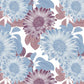 wallpaper with a floral pattern in shades of blue and purple