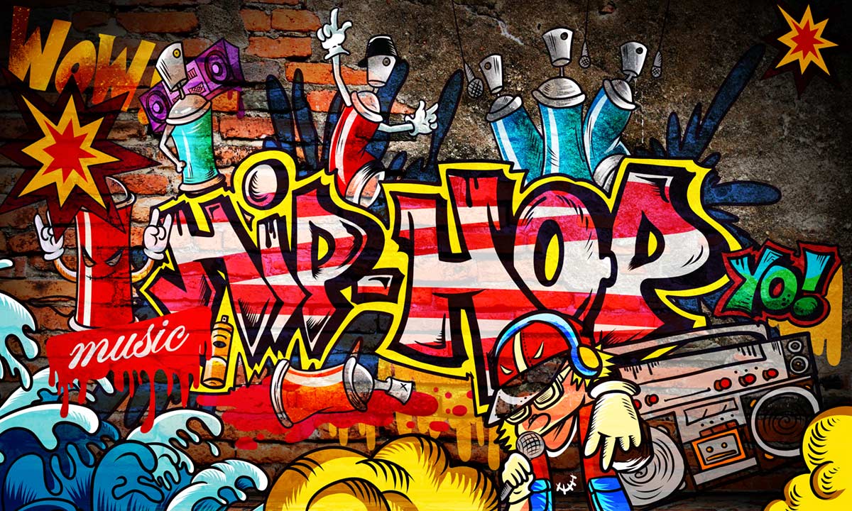 Colorful Urban Graffiti Art Mural Wallpaper