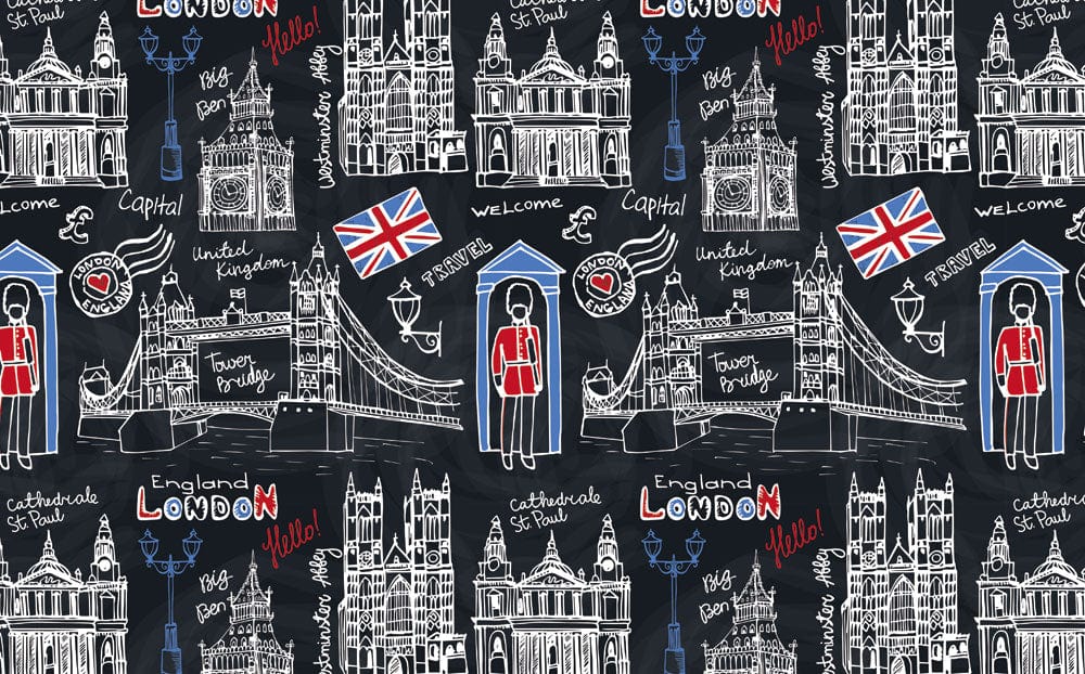 sketch london wallpaper mural home interior decor idea