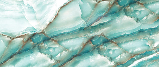 Mural-style Turquoise Crystal Wallpaper in Plain