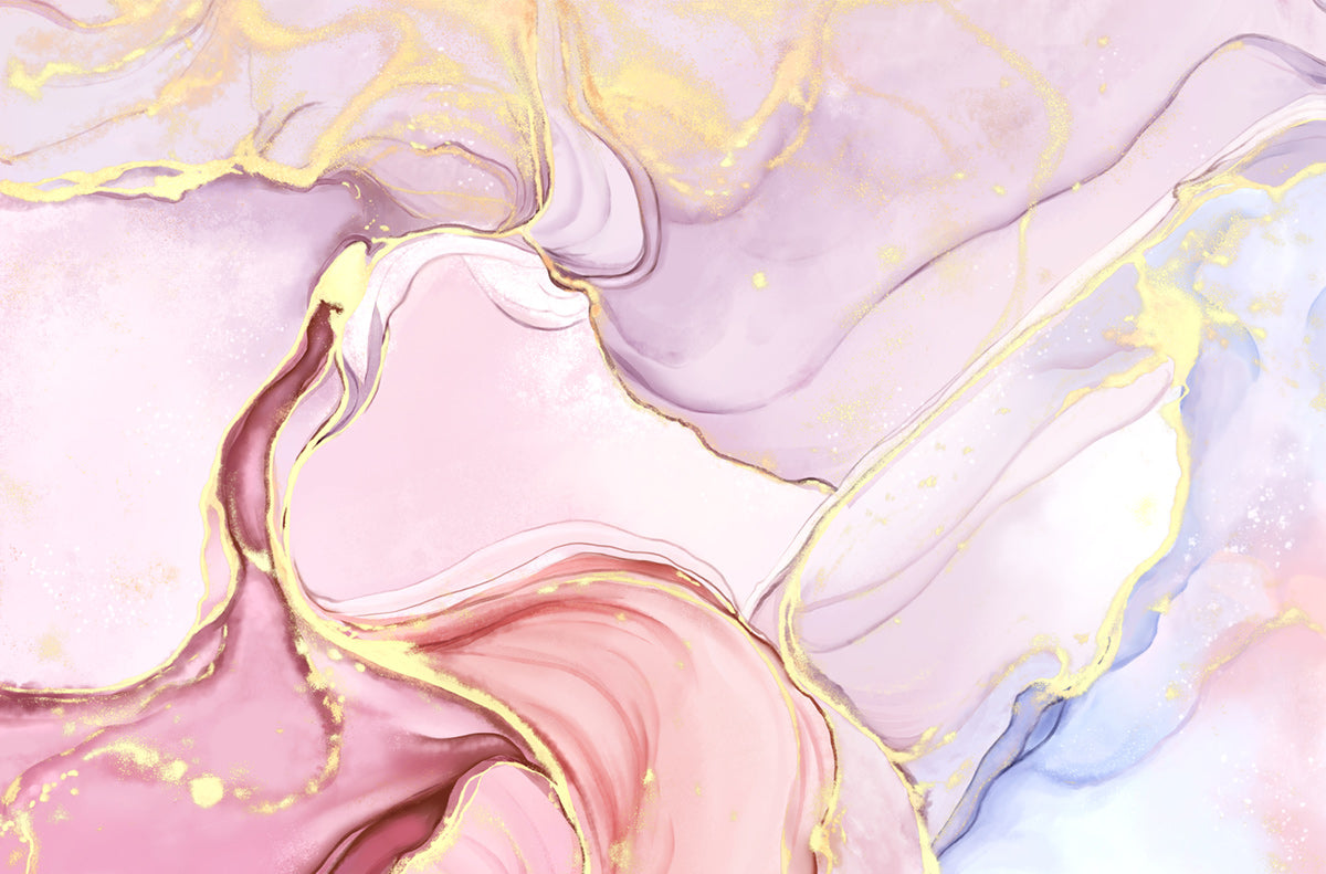 Elegant Pink Gold Abstract Mural Wallpaper