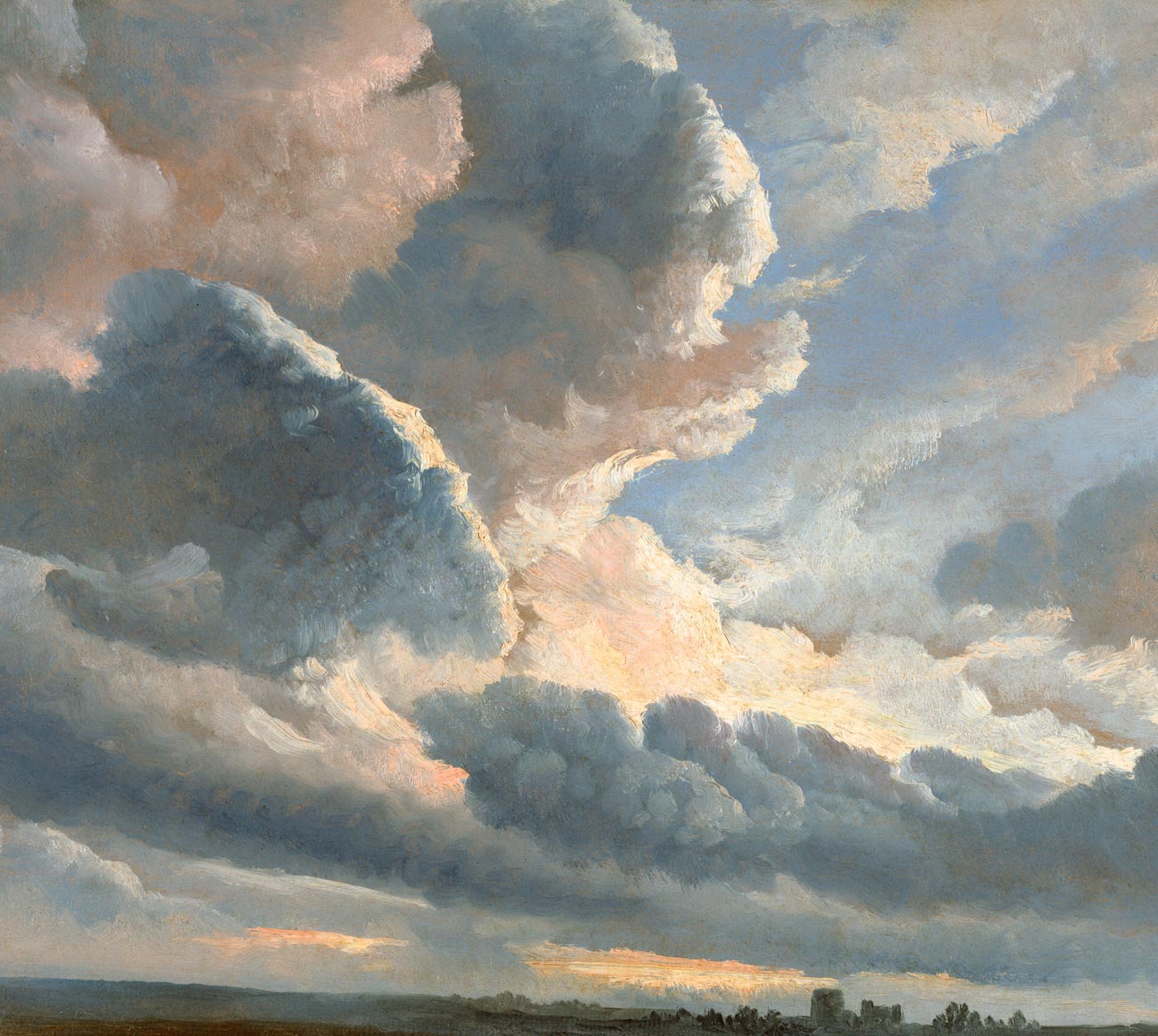 Sunset Clouds Oil Painting Custom Wallpaper